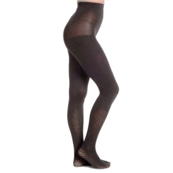 Natori Patterned Tights / Pantyhose Small / Medium Dark Black Comfy Warm Durable - Picture 3 of 10